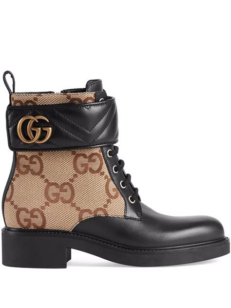 gucci gg canvas boots|Gucci heeled ankle boots.